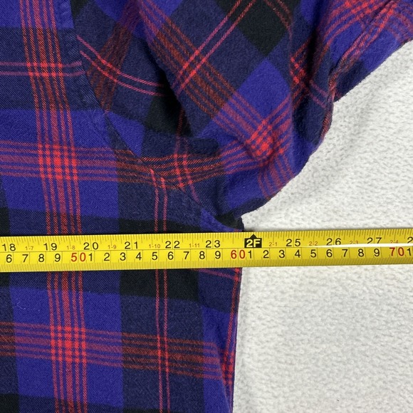 LL Bean Jacket Womens XL Black Scotch Plaid Relaxed Fit Zip Up Flannel Hoodie - Picture 7 of 8